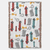 Blauw & Rood Snelle Retro  Racing Auto's Deken (Voorkant Verticaal)