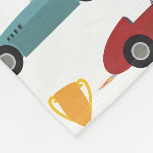 Blauw & Rood Snelle Retro  Racing Auto's Fleece Deken (Hoek)