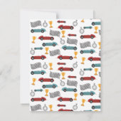 Blauw & Rood Snelle Retro  Racing Auto's Kinder Bedankkaart (Achterkant)