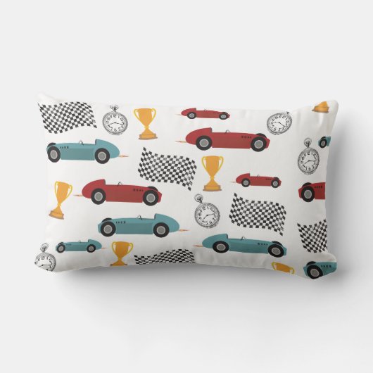 Blauw & Rood Snelle Retro  Racing Auto's Kussen (Achterkant)