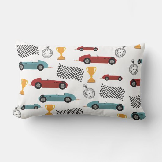 Blauw & Rood Snelle Retro  Racing Auto's Kussen (Voorkant)