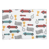 Blauw & Rood Snelle Retro Racing Auto's Kussensloop (Voorkant-Rechts)