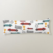 Blauw & Rood Snelle Retro  Racing Auto's Lichaamskussen (Achterkant)