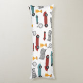 Blauw & Rood Snelle Retro  Racing Auto's Lichaamskussen (Achterkant (Verticaal))