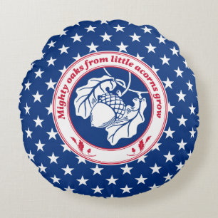  blauw rood spreekwoord eikeneik inkt kunst rond kussen