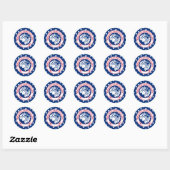 blauw rood spreekwoord eikeneik inkt kunst ronde sticker (Vel)