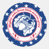 blauw rood spreekwoord eikeneik inkt kunst ronde sticker (Voorkant)