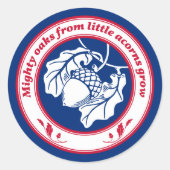  blauw rood spreekwoord eikeneik inkt kunst ronde sticker (Voorkant)