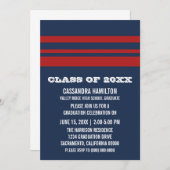 Blauw/rood streep Afstuderen uitnodigen Kaart (Voorkant / Achterkant)