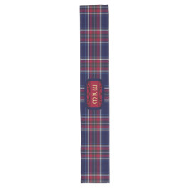 Blauw Rood Tartan Monogram in Keltische Leeuw lett Lange Tafelloper