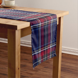 Blauw Rood Tartan Monogram in Keltische Leeuw lett Lange Tafelloper