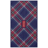 Blauw Rood Tartan Monogram in Keltische Leeuw lett Tafelkleed (Voorkant)