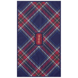 Blauw Rood Tartan Monogram in Keltische Leeuw lett Tafelkleed