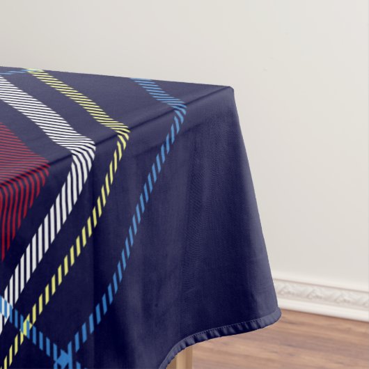 Blauw Rood Tartan Monogram in Keltische Leeuw lett Tafelkleed (Voorbeeld)