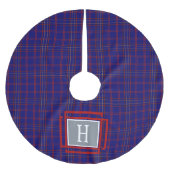 Blauw Rood Tartan Monogram Kerstboom Rok (Voorkant)