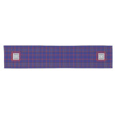 Blauw Rood Tartan Monogram Korte Tafelloper (Horizontaal)