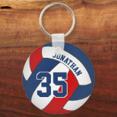 blauw - rood - team : jersey nummer volleybal sleutelhanger (Voorkant)