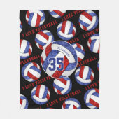 blauw rood team kleuren meisjes Ik hou van volleyb Fleece Deken (Voorkant)