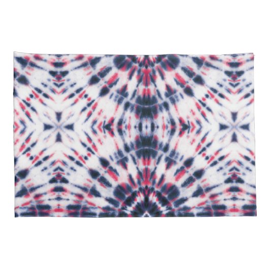 Blauw & Rood Tie Kleurstofpatroon Kussensloop (Achterkant-Rechts)