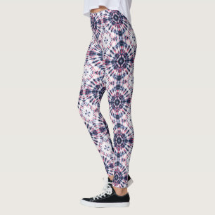Blauw & Rood Tie Kleurstofpatroon Leggings