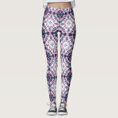 Blauw & Rood Tie Kleurstofpatroon Leggings (Voorkant)