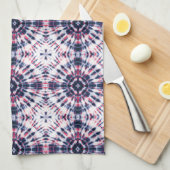 Blauw & Rood Tie Kleurstofpatroon Theedoek (Quarter Fold)