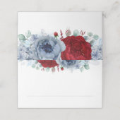 Blauw Rood tinten Bloemen Elegante Boho bruiloft Plaatskaartje (Buitenkant ongevouwen)