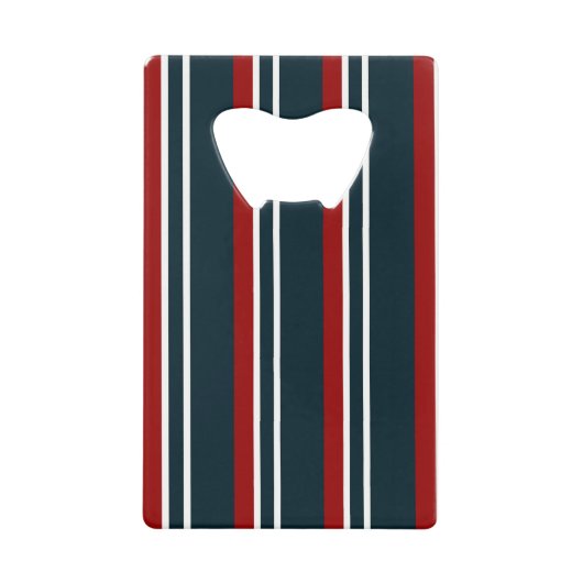 Blauw Rood uniform Strepen Creditkaart Flessenopener (Voorkant)