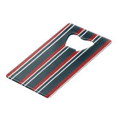 Blauw Rood uniform Strepen Creditkaart Flessenopener (Voorkant Gekanteld)