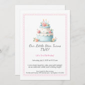 Blauw & Rood Verjaardagstaart – Uitnodiging 2e Ver (Voorkant / Achterkant)