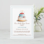 Blauw & Rood Verjaardagstaart – Uitnodiging 2e Ver (Staand voorkant)