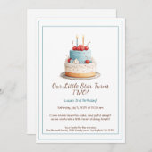 Blauw & Rood Verjaardagstaart – Uitnodiging 2e Ver (Voorkant / Achterkant)