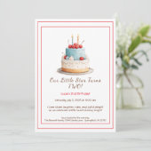 Blauw & Rood Verjaardagstaart – Uitnodiging 2e Ver (Staand voorkant)