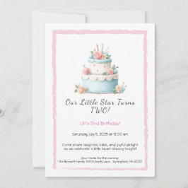 Blauw & Rood Verjaardagstaart – Uitnodiging 2e Ver