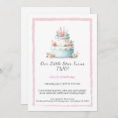 Blauw & Rood Verjaardagstaart – Uitnodiging 2e Ver (Voorkant / Achterkant)