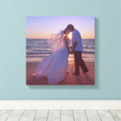 Blauw rood verloop overlay huwelijksfoto canvas afdruk (Insitu (Houten vloer))