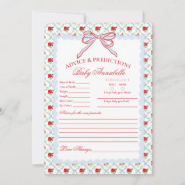 Blauw & Rood Vintage Fancy Bloemige Baby Advieskaa Kaart
