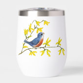 Blauw Rood Vogel op Tak Geel Bloemen (Voorkant)