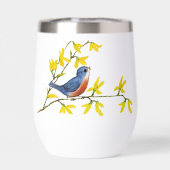 Blauw Rood Vogel op Tak Geel Bloemen (Achterkant)