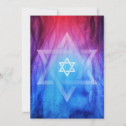 Blauw Rood Vuur en IJs | Ster van David Bat Mitzva Kaart (Achterkant)