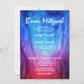 Blauw Rood Vuur Ijs |  Davidster B'nai Mitzvah Kaart (Voorkant)