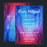 Blauw Rood Vuur Ijs |  Davidster B'nai Mitzvah Kaart<br><div class="desc">Elegante, blauwe en rode, vuur- en ijs-thema B'nai Mitzvah-uitnodigingen die je gemakkelijk kunt personaliseren met je eigen evenementdetails. Het originele watercolorontwerp toont de dansende vlammen van vuur en ijs in felle tinten saffierblauw en diep rood-paars. Deze speciale B'nai Mitzvah-uitnodiging gebruikt een combinatie van een vlam-achtig wit schrift en een modern...</div>