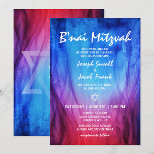 Blauw Rood Vuur Ijs Davidster B'nai Mitzvah Kaart