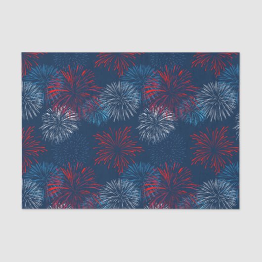 Blauw Rood Wit 4 juli Vuurwerk Tissuepapier (Voorkant)