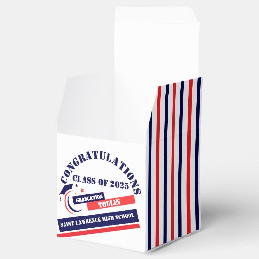 Blauw Rood Wit Afstuderen 2025 Custom Party Bedankdoosjes (Geopend)