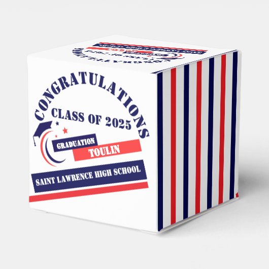 Blauw Rood Wit Afstuderen 2025 Custom Party Bedankdoosjes (Achterkant)