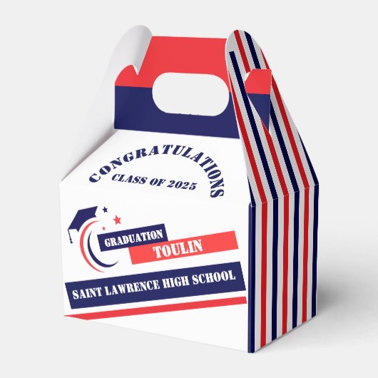 Blauw Rood Wit Afstuderen 2025 Custom Party Bedankdoosjes (Achterkant)