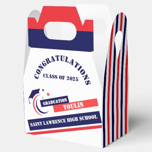 Blauw Rood Wit Afstuderen 2025 Custom Party Bedankdoosjes (Geopend)