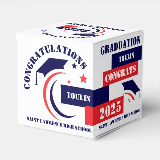 Blauw Rood Wit Afstuderen 2025 Custom Party Favori Bedankdoosjes (Achterkant)