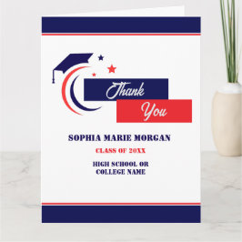 Blauw Rood Wit Afstuderen Classic Bedankkaart